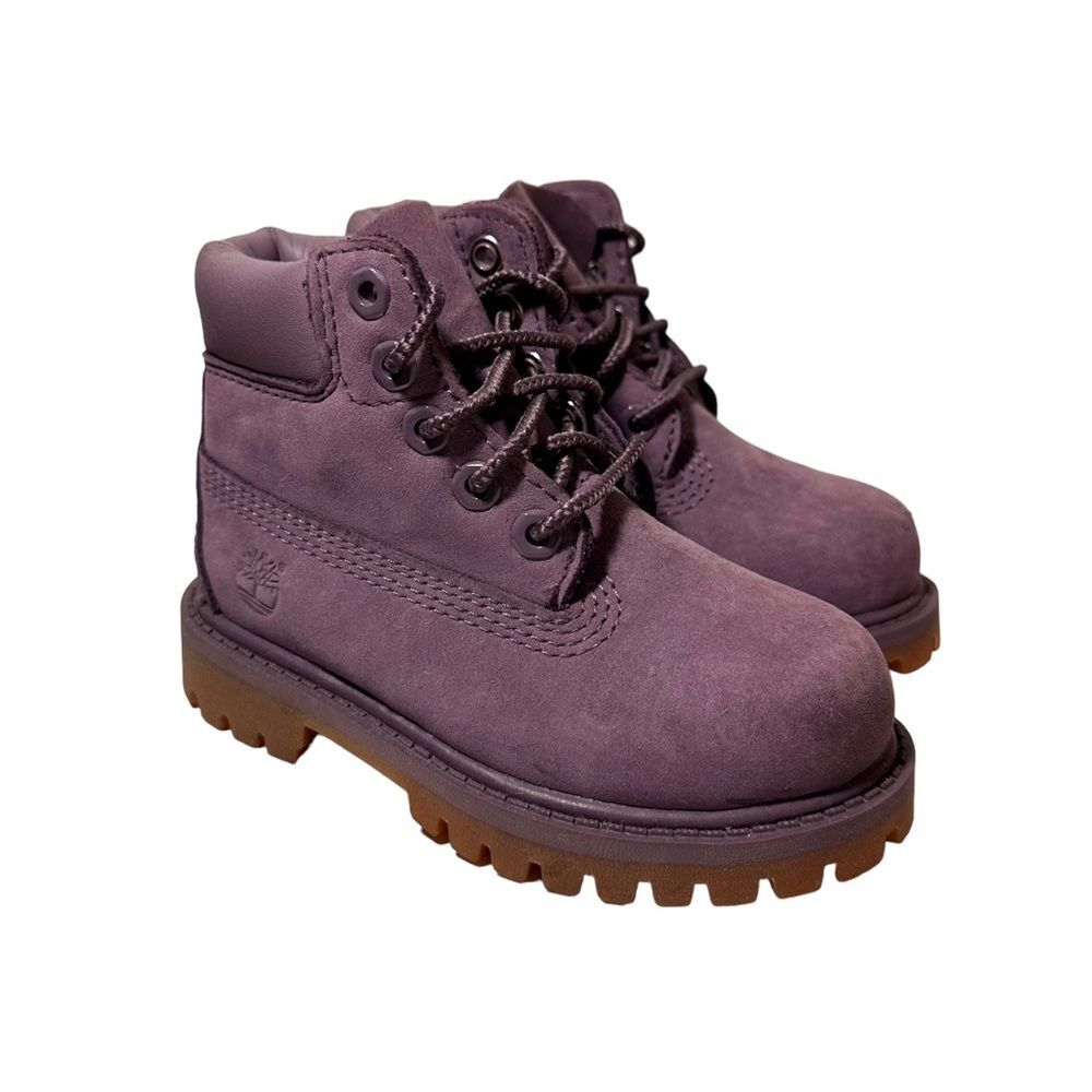 Timberland Toddler Girls Sz 6 Leather Primaloft Purple Waterproof Boots Lace Up